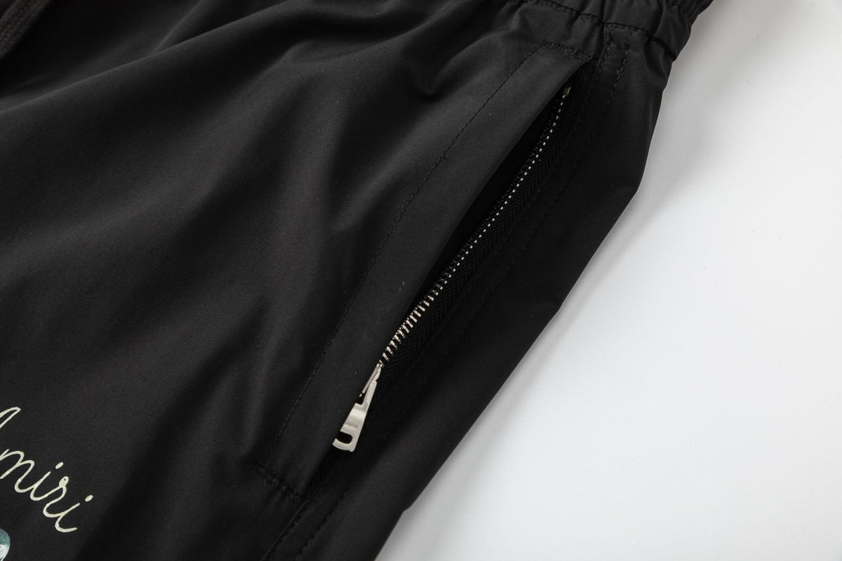 AMIRI Pool Cue Straight-Leg Mid-Length Logo-Print Swim Shorts