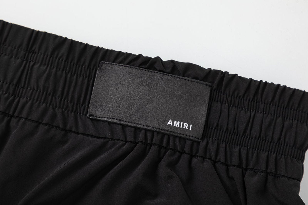 AMIRI Pool Cue Straight-Leg Mid-Length Logo-Print Swim Shorts