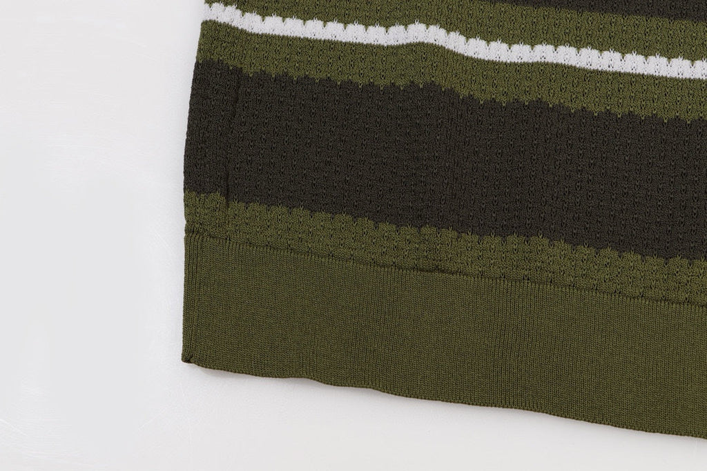 AMIRI Striped Pointelle-Knit Polo Shirt