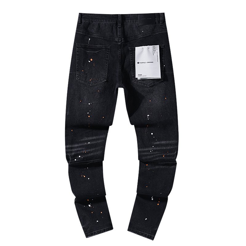 Purple Brand Paint Splatter Distressed Black Jeans ¡ª back