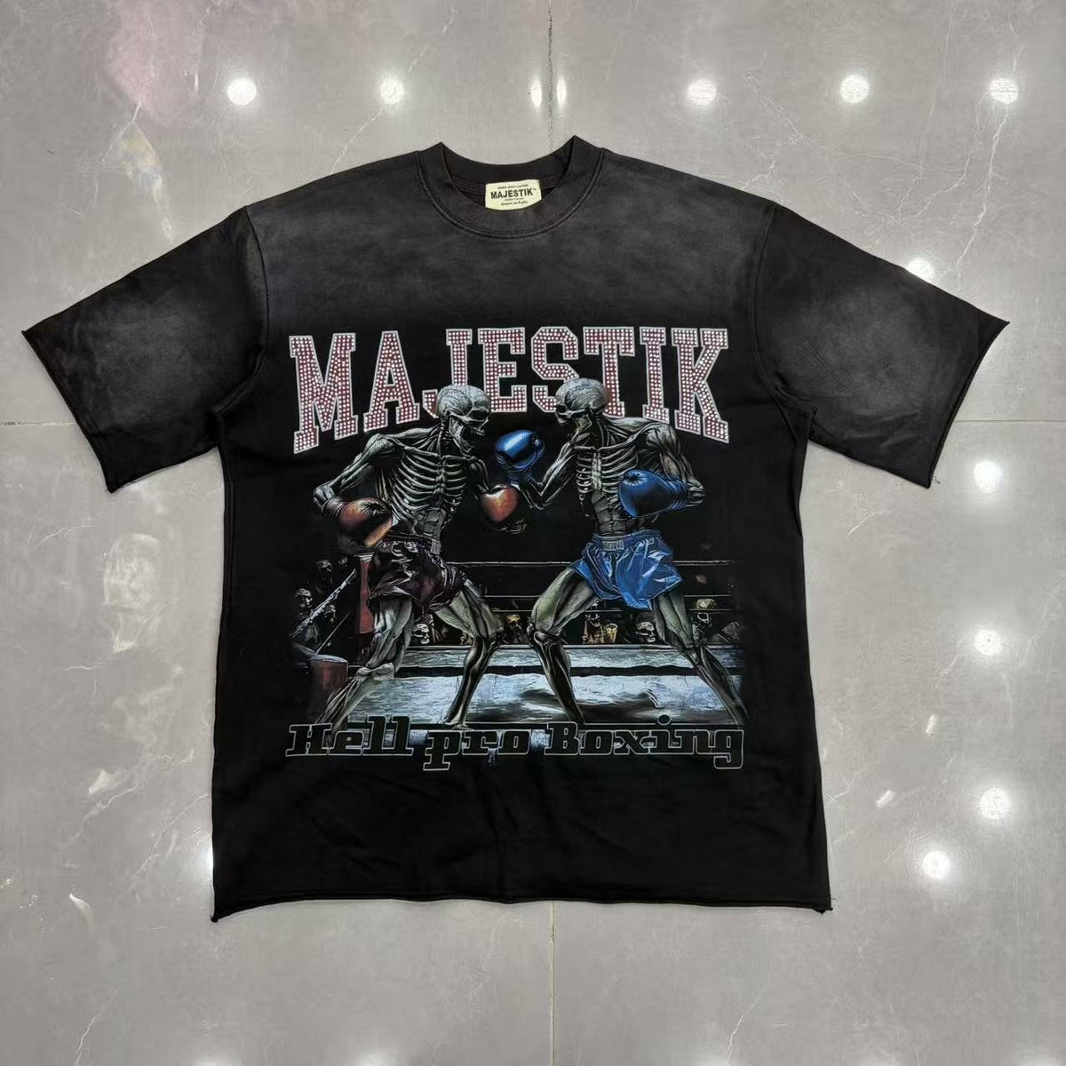 MAJESTIK Skeleton Boxing Graphic T-Shirt ¡ª front